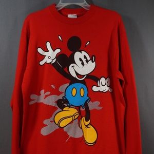 VTG 90's Mickey & Co Red Long Sleeve Shirt Large